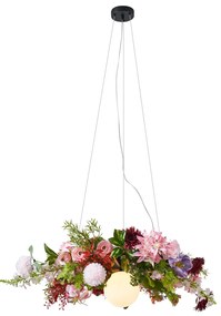 Бохемски плафон черен с цветни цветя в червено и розово - Flower Power