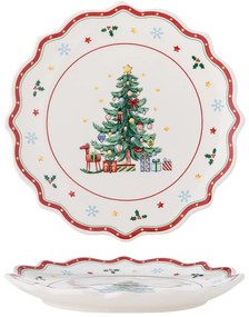 Червено-кремава керамична чиния за сервиране с коледен мотив ø 17 cm Naive – Bloomingville