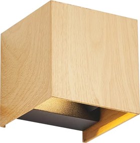 Скандинавска външна стенна лампа с дървесен принт, включваща LED IP54 - Edwin