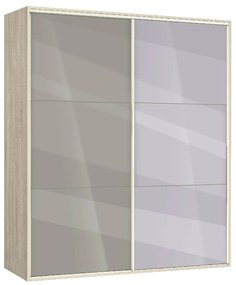Гардероб с плъзгащи врати и огледало Мебели Богдан, модел BM-Ava 41, ГБ сонома и бяло гланц