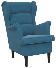 324058 vidaXL Кресло, синьо, кадифе
