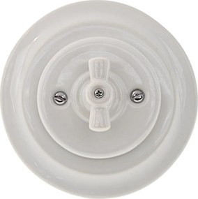 Bohemia-Design - Порцеланов ретро въртящ се ключ с рамка № 5 бял