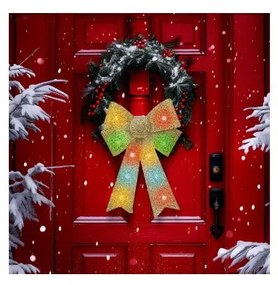 LED RGB коледна декорация 11xLED/3xLR44 40x30 cm със златна панделка