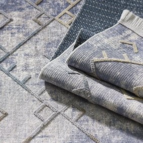 Модерен сив килим с пискюли в скандинавски стил Ширина: 160 см | Дължина: 230 см