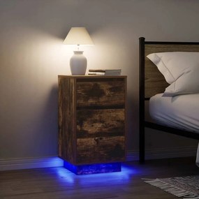 861305 vidaXL Нощен шкаф с LED осветление опушен дъб 38x34x65 cm