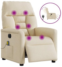 3303030 vidaXL Електрически масажен реклайнер стол, кремав, текстил