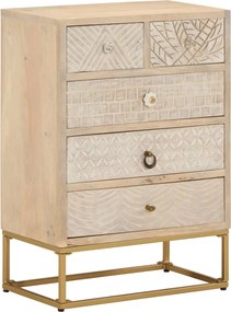 372011 vidaXL Скрин с чекмеджета 55x30x76 см масивно дърво манго и желязо