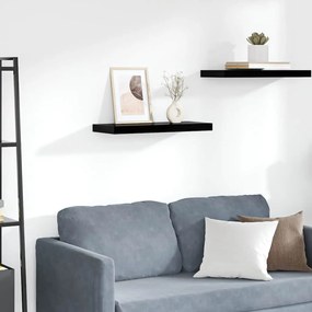 323769 vidaXL Окачен стенен рафт, черен гланц, 60x23,5x3,8 см, МДФ