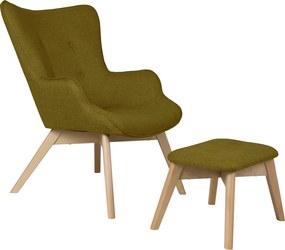 Зелен фотьойл с табуретка Niko – Ropez