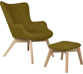 Зелен фотьойл с табуретка Niko – Ropez