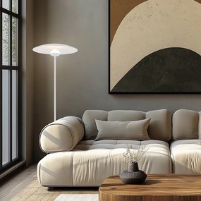 Бяла LED подова лампа с метален абажур (височина 140 cm) Lund – Candellux Lighting