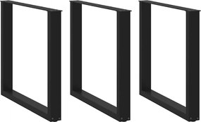 4013208 vidaXL Крака за трапезна маса, U-образни, 3 бр., черни, 90 x (72-73) см, стомана