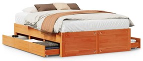 3308800 vidaXL Рамка за легло без матрак с чекмеджета 160x200 см, бор масив