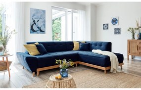 Морскосин ъглов разтегателен диван десен ъгъл Dazzling Daisy - Miuform