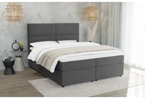 Тъмносиво двойно тапицирано легло с място за съхранение с включена подматрачна рамка 140x200 cm Rico – Ropez
