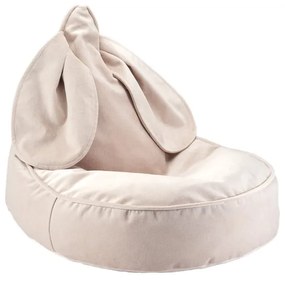 Бежов кадифен детски пуф Bunny – Wigiwama