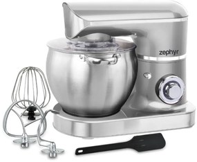 Планетарен миксер с иноксова купа ZEPHYR ZP 1115 T, 1500W, 8.5 литра, 6 степени, Приставки, Сребрист