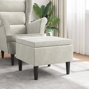 329445 vidaXL Табуретка с дървени крака, кремава кадифена