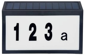 LED соларен номер NUMERO LED/3,7V 6000K 1200 mAh IP44 черен