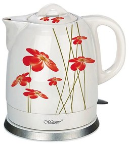 Електрическа Кана за Вода и Чай Feel Maestro MR-066 Red Flowers Бял Червен Kерамично 1200 W 1,5 L