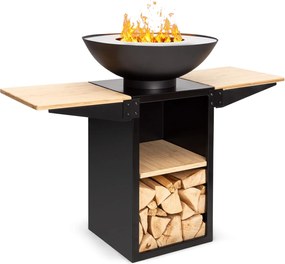 Blumfeldt Savage 2.0 Tall, огнище с грил, бамбукови странични масички, защитен капак