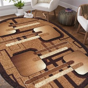 Овален килим в кафяво с геометрични шарки Ширина: 80 см | Дължина: 150 см