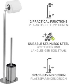 Стойка за тоалетна хартия четка за тоалетна от неръждаема стомана в матово сребрист цвят Levante – Wenko