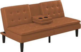 Кафяв разтегателен диван от изкуствена кожа 191 cm Maine – Støraa