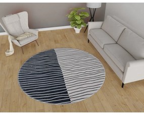 Черно-бял миещ се кръгъл килим ø 80 cm Yuvarlak - Vitaus