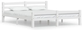 322072 vidaXL Рамка за легло, бяла, борова дървесина масив, 160x200 cм