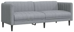 372613 vidaXL Диван, 3-местен, светлосив, плат