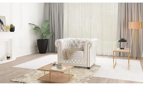 Бял фотьойл от изкуствена кожа York - Ropez