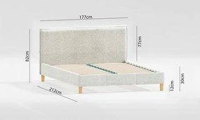 Бежово двойно легло 160x200 cm тапицирано с включена подматрачна рамка Tina – Ropez