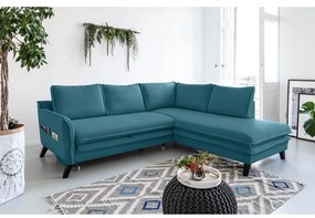 Тюркоазен ъглов разтегателен диван десен ъгъл Charming Charlie - Miuform