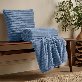 Синьо одеяло от микроплюш 130x170 cm Cosy Ribbed – Catherine Lansfield