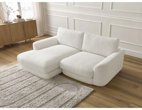 Бял ъглов диван от прежда с примки от букле (ляв ъгъл) Leonore – Bobochic Paris