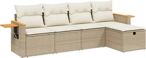 3265503 vidaXL Градински комплект диван с възглавници 5 части бежов полиратан