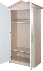 Детски гардероб в дъбов декор в бял и естествен цвят 96x190x50 cm Cabane – Roba