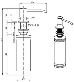 Матово черен пластмасов дозатор за сапун за вграждане 350 ml – Sapho