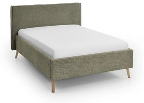 Тъмнозелено тапицирано двойно легло с място за съхранение с включена подматрачна рамка 140x200 cm Riva – Meise Möbel