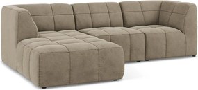 Кафяв кадифен ъглов диван (ляв ъгъл) Aloha – Makamii