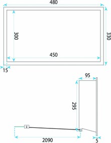 Вграден рафт за баня А LED 30x45 Titan