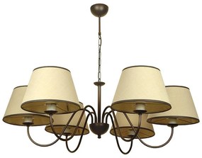 Полилей ЕЛЕГАНС, патина, абажури Сами Екрю, 6xE27