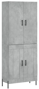 3195799 vidaXL Висок шкаф, бетонно сив, 69,5x34x180 см, инженерно дърво