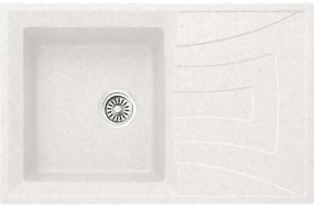 Кухненска мивка 8104 Бяла, Inter Ceramic, мивка с плот, със сифон, 78x50х20см