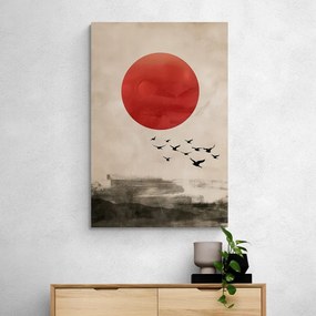 Картина на платно – Japandi магията на червената луна