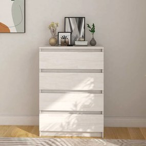 808104 vidaXL Страничен шкаф, бял, 60x36x84 см, борово дърво масив