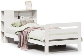 3309909 vidaXL Рамка за легло без матрак, бял, 75x190 см, борово дърво масив