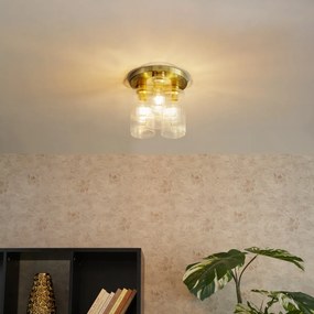 Таванна лампа в стил арт деко златиста със стъкло 3-светлина - Laura