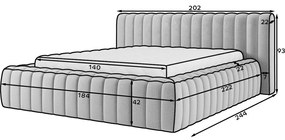 Кафяво двойно легло 140x200 cm тапицирано с място за съхранение с включена подматрачна рамка Carilla – ELTAP